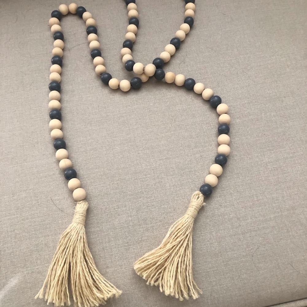 Wood boho beads in grey and tan